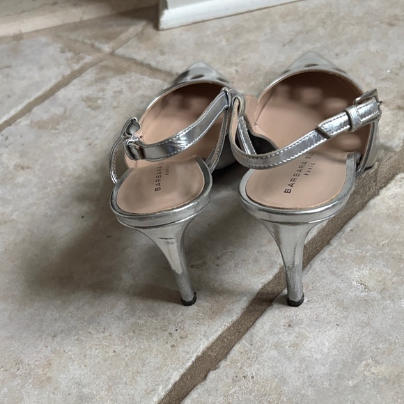 Barbara Bui Metallic Silver Leather Slingback Heels - Picture 3 of 5